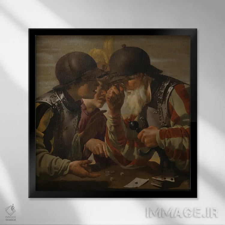 تابلو 1623,قماربازان، ۱۶۲۳ اثر هندریک تر بروخن - نمای قابدار مشکی