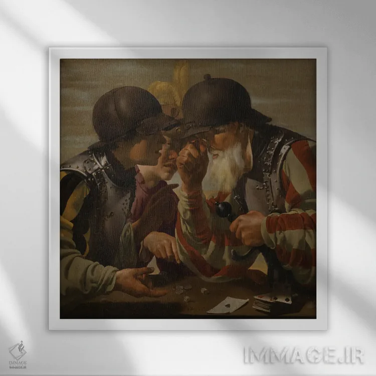 تابلو 1623,قماربازان، ۱۶۲۳ اثر هندریک تر بروخن - نمای قابدار سفید