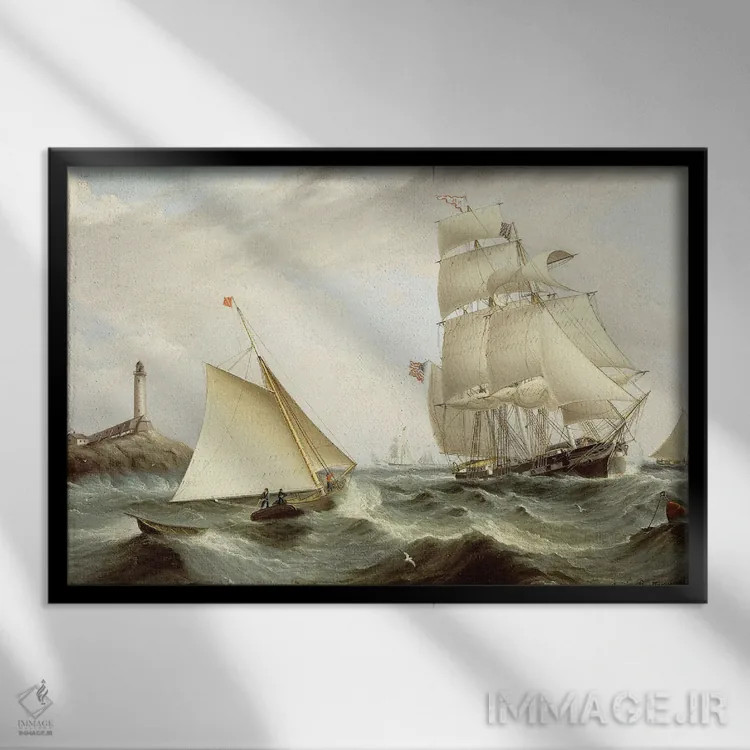 تابلو New Hampshire,,برداشتن راهنما در جزیره شوالز، نیوهمپشایر اثر جیمز ای. باترسورث - نمای قابدار مشکی