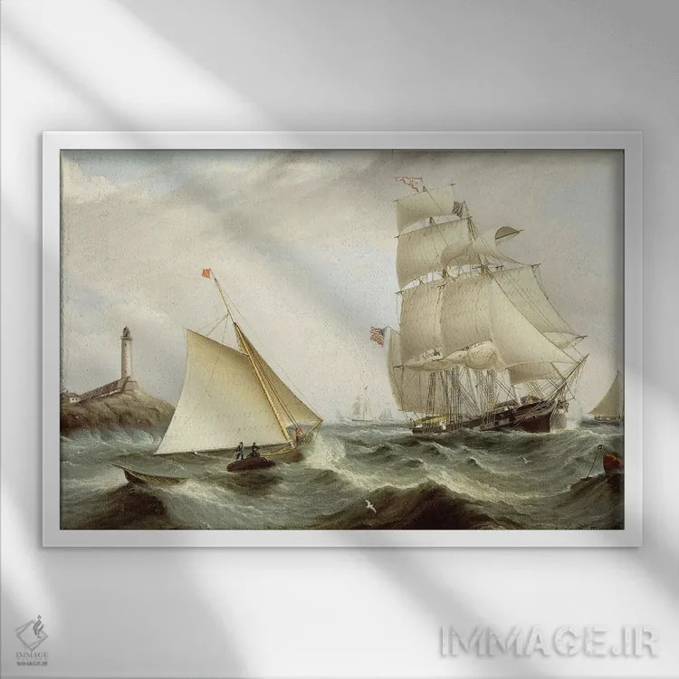 تابلو New Hampshire,,برداشتن راهنما در جزیره شوالز، نیوهمپشایر اثر جیمز ای. باترسورث - نمای قابدار سفید