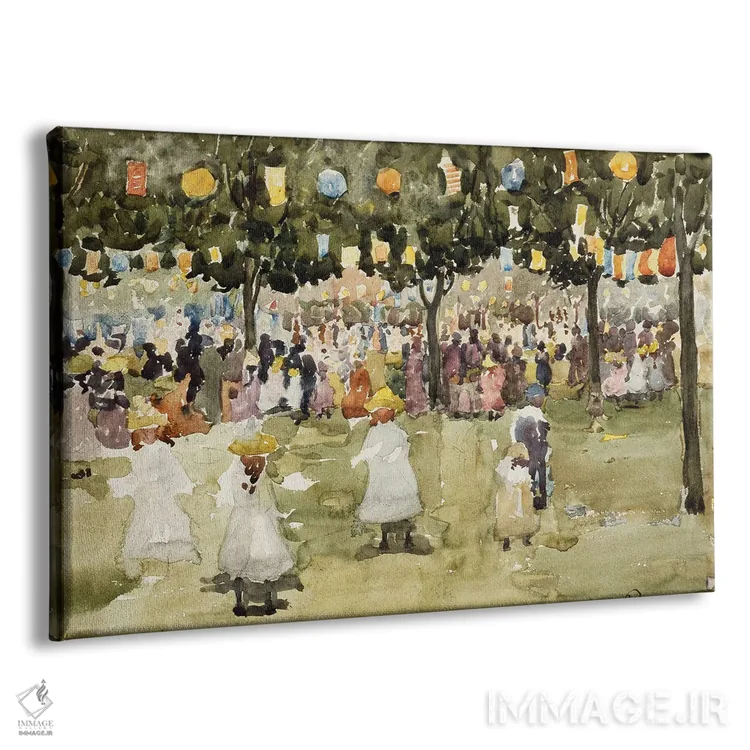تابلو New York City, July 4Th, C.1900-03,سنترال پارک، نیویورک، ۴ ژوئیه، حدود ۱۹۰۰-۰۳ اثر موریس برزیل پرندرگست (نقاش امپرسیونیست آمریکایی) - نمای پرسپکتیو محصول