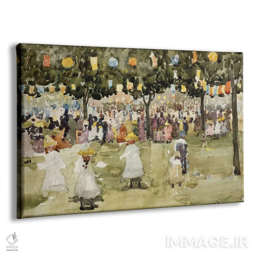 تابلو New York City, July 4Th, C.1900-03,سنترال پارک، نیویورک، ۴ ژوئیه، حدود ۱۹۰۰-۰۳ اثر موریس برزیل پرندرگست (نقاش امپرسیونیست آمریکایی) - نمای پرسپکتیو محصول