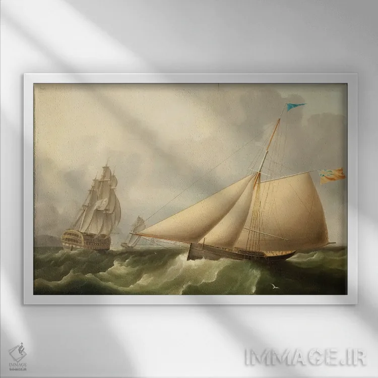 تابلو منظره دریایی اثر جیمز ای. باترسورث - نمای قابدار سفید