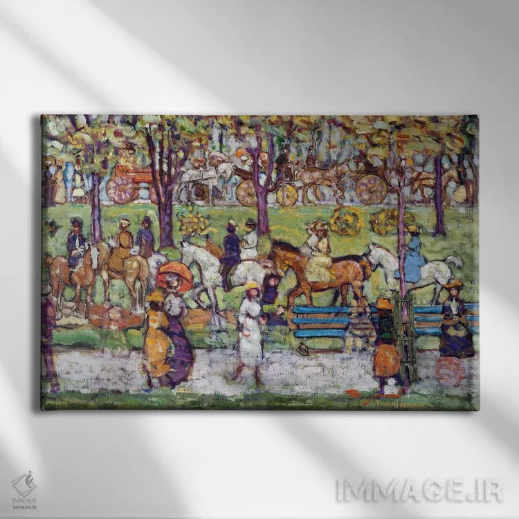 تابلو C.1914-15,سنترال پارک، حدود ۱۹۱۴-۱۵ اثر موریس برزیل پرندرگست (نقاش امپرسیونیست آمریکایی) - نمای روبهرو روی دیوار