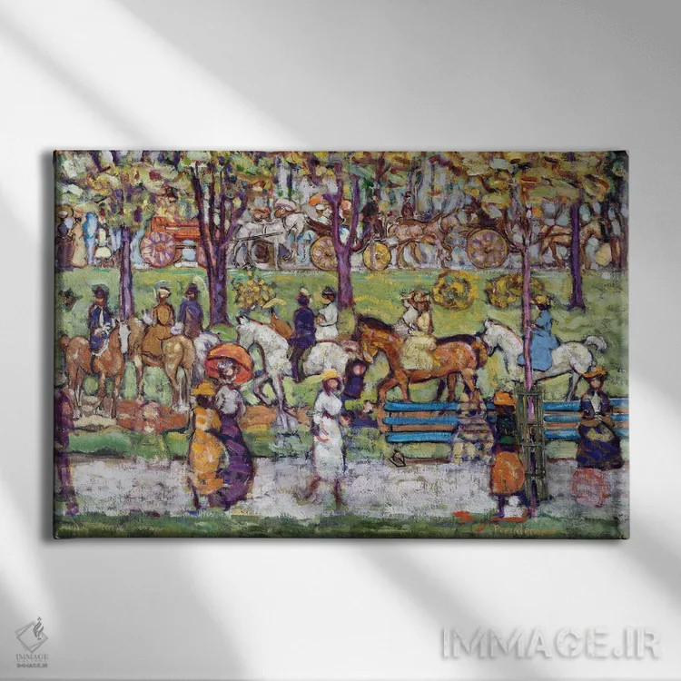 تابلو C.1914-15,سنترال پارک، حدود ۱۹۱۴-۱۵ اثر موریس برزیل پرندرگست (نقاش امپرسیونیست آمریکایی) - نمای روبهرو روی دیوار