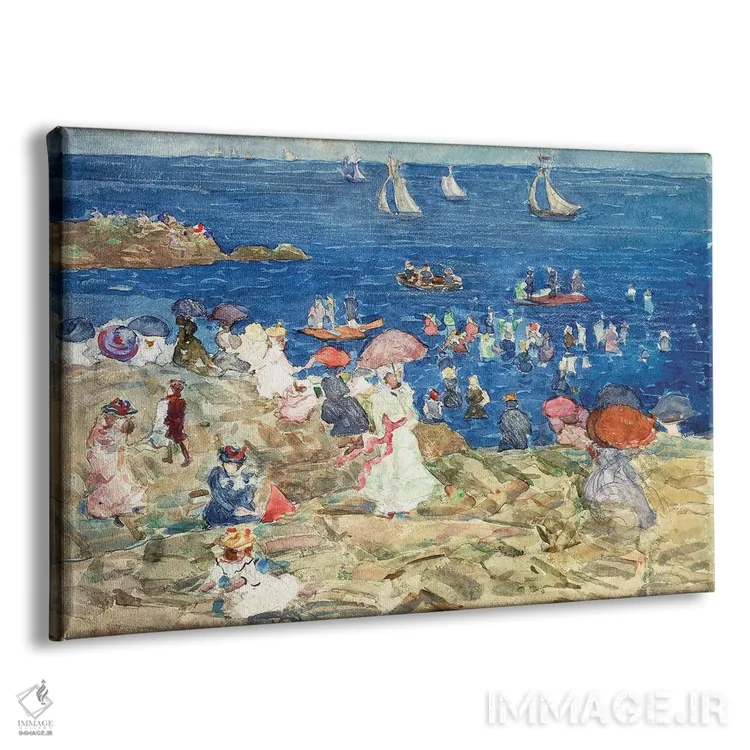 تابلو C.1896-97,صحنه ساحلی نیوانگلند، حدود ۱۸۹۶-۹۷ اثر موریس برزیل پرندرگست (نقاش امپرسیونیست آمریکایی) - نمای پرسپکتیو محصول