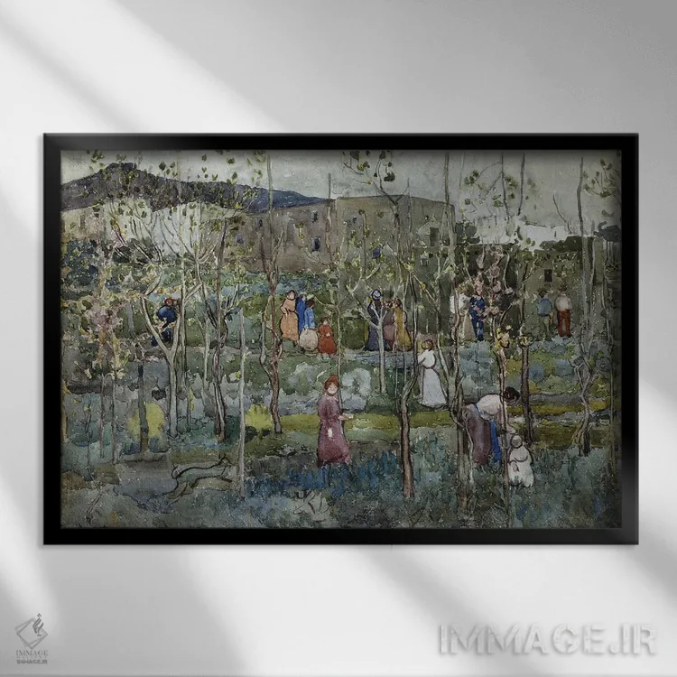 تابلو 1899,کاپری، ۱۸۹۹ اثر موریس برزیل پرندرگست (نقاش امپرسیونیست آمریکایی) - نمای قابدار مشکی