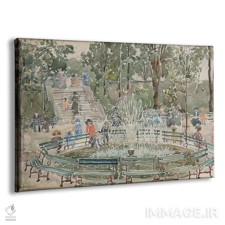 تابلو Central Park,آبنما، سنترال پارک اثر موریس برزیل پرندرگست (نقاش امپرسیونیست آمریکایی) - نمای پرسپکتیو محصول