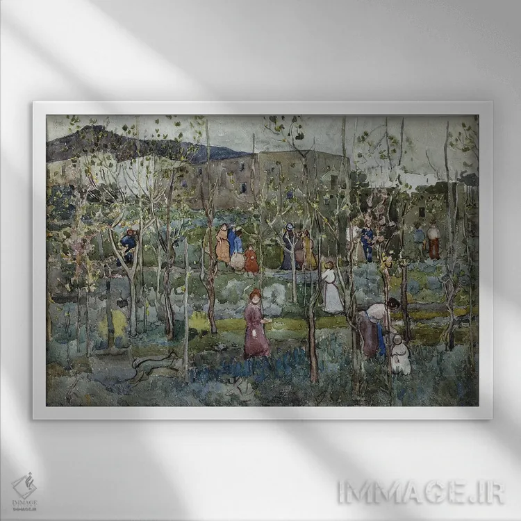 تابلو 1899,کاپری، ۱۸۹۹ اثر موریس برزیل پرندرگست (نقاش امپرسیونیست آمریکایی) - نمای قابدار سفید