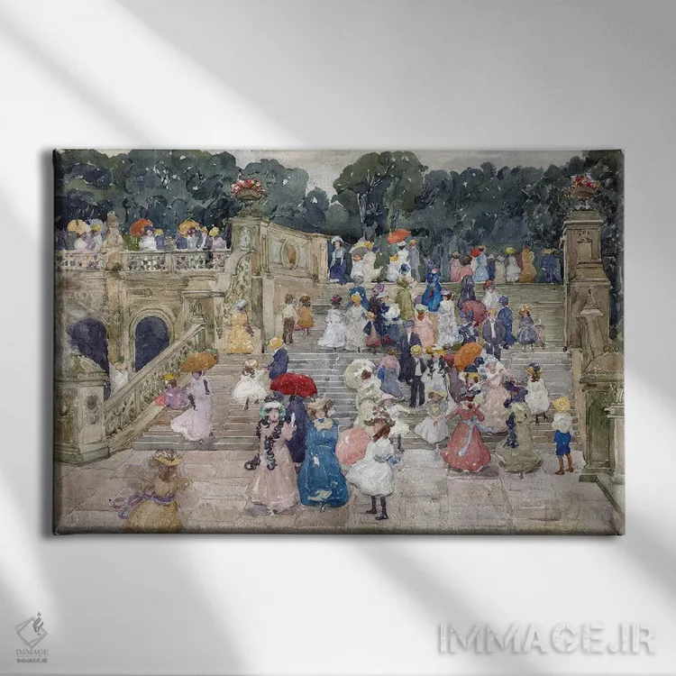 تابلو Central Park, 1901,پل تراس، سنترال پارک، ۱۹۰۱ اثر موریس برزیل پرندرگست (نقاش امپرسیونیست آمریکایی) - نمای روبهرو روی دیوار