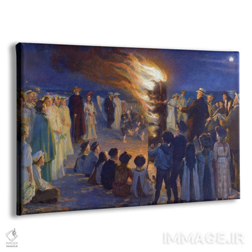 تابلو آتشبازی شب نیمهتابستان در ساحل اسکاین اثر پدر سورین کرُیِر - نمای پرسپکتیو محصول