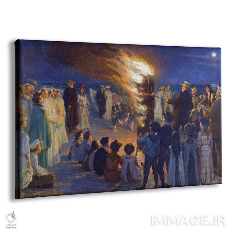 تابلو آتشبازی شب نیمهتابستان در ساحل اسکاین اثر پدر سورین کرُیِر - نمای پرسپکتیو محصول