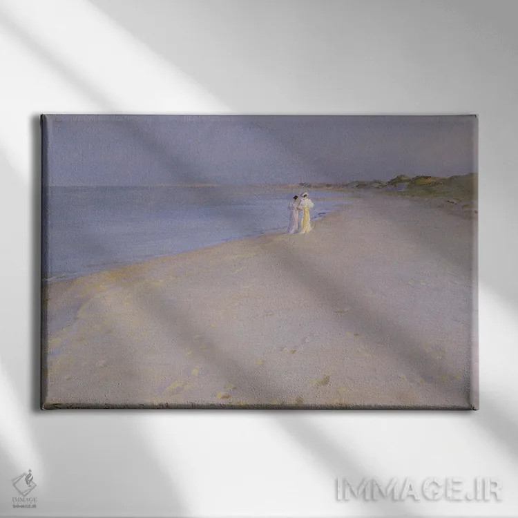 تابلو غروب تابستانی در ساحل جنوبی، اسکاین، ۱۸۹۳ اثر پدر سورین کرُیِر - نمای روبهرو روی دیوار