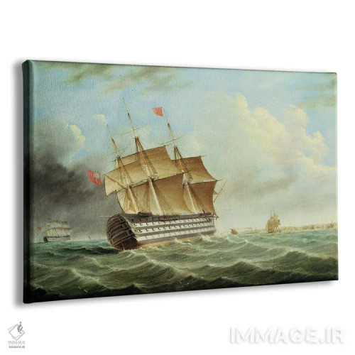 تابلو کشتی جنگی بریتانیایی اثر توماس باتروسورث - نمای پرسپکتیو محصول