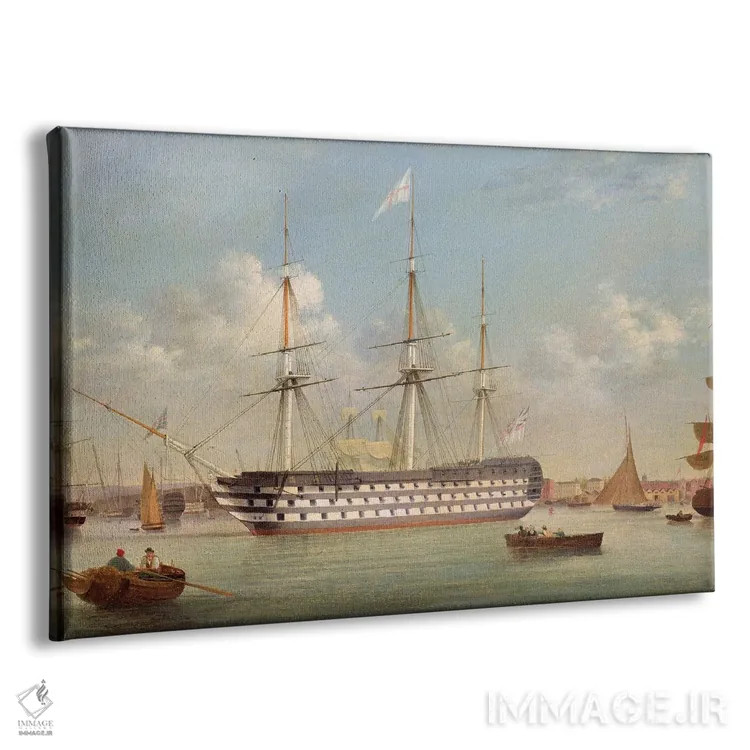 تابلو کشتی بریتانیا در سواحل پلیموت اثر توماس باتروسورث - نمای پرسپکتیو محصول