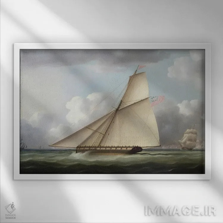 تابلو منظره دریایی اثر توماس باتروسورث - نمای قابدار سفید