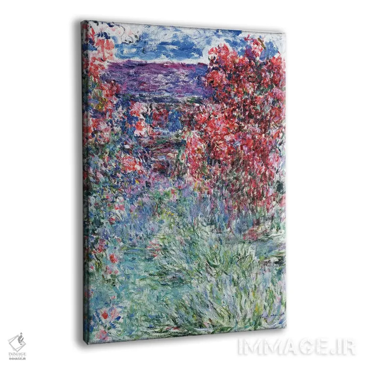 تابلو خانهای در ژیورنی زیر گلهای رز، ۱۹۲۵ اثر کلود مونه (نقاش معروف فرانسوی) - نمای پرسپکتیو محصول