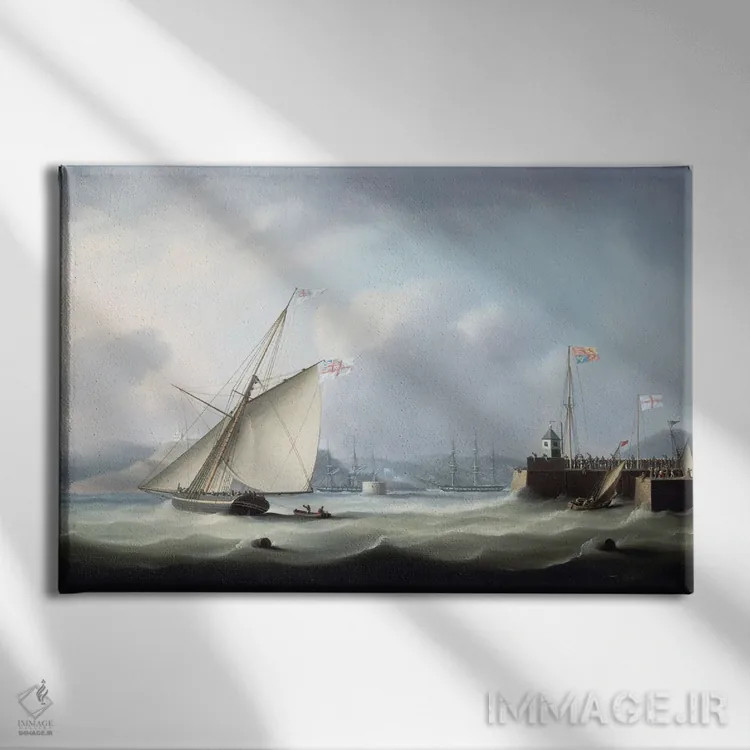 تابلو ورود جورج چهارم به بندر لیث، ۱۸۲۲ اثر توماس باتروسورث - نمای روبهرو روی دیوار
