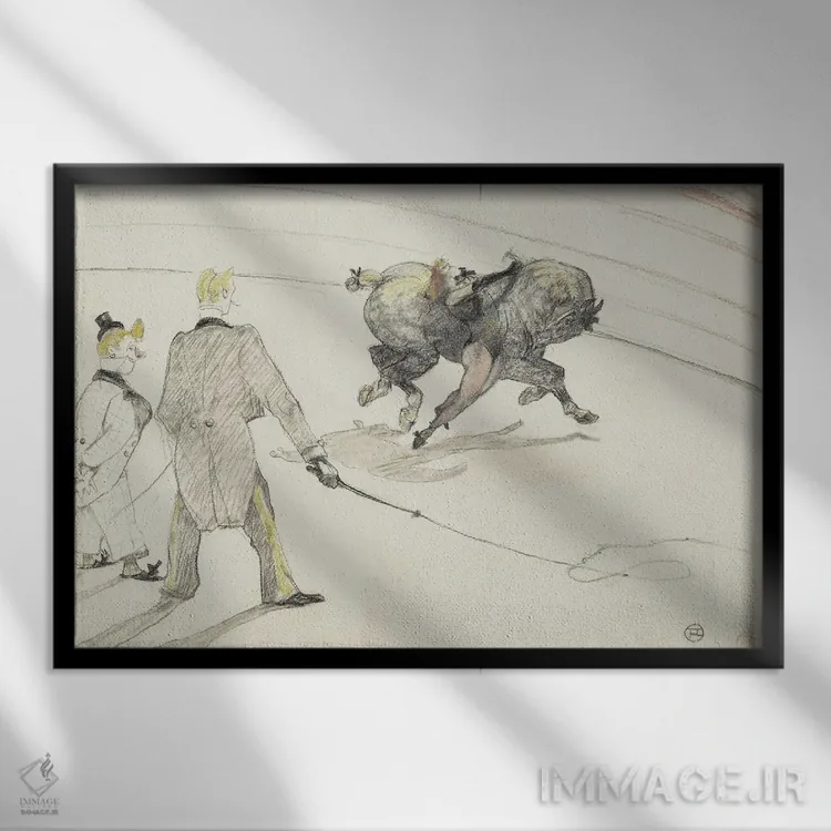 تابلو 1899,در سیرک: آکروباتها، ۱۸۹۹ اثر آنری دو تولوز-لوترک - نمای قابدار مشکی