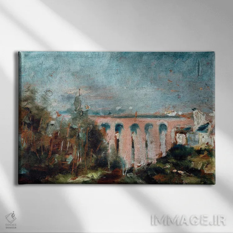 تابلو 1880,پل قوسی کستلویل در آلبی، ۱۸۸۰ اثر آنری دو تولوز-لوترک - نمای روبهرو روی دیوار