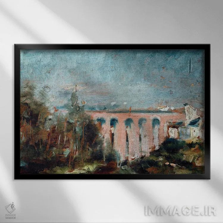 تابلو 1880,پل قوسی کستلویل در آلبی، ۱۸۸۰ اثر آنری دو تولوز-لوترک - نمای قابدار مشکی