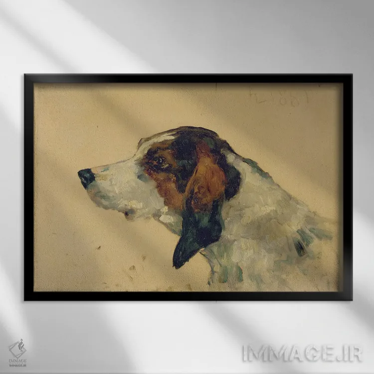 تابلو 1881,سگ شکاری، ۱۸۸۱ اثر آنری دو تولوز-لوترک - نمای قابدار مشکی