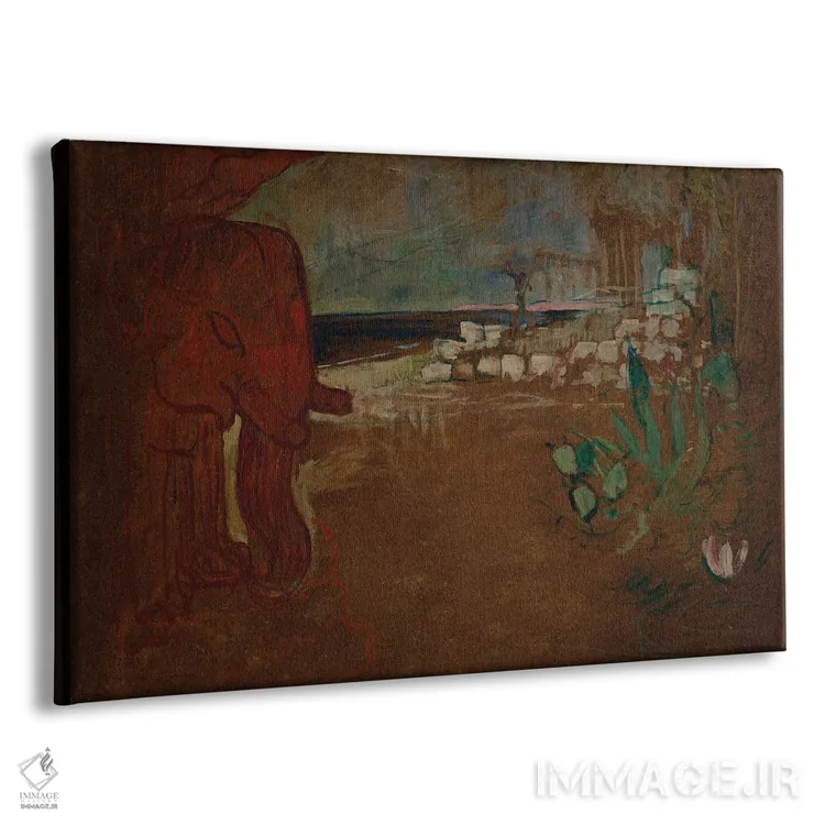 تابلو Maquette De Décor Pour Le Théâtre De L'Œuvre, 1894,دکور هندی برای "ارابه سفالی"، ماکت دکور برای تئاتر لوور، ۱۸۹۴ اثر آنری دو تولوز-لوترک - نمای پرسپکتیو محصول