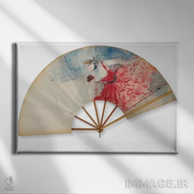 تابلو C.1892,بادبزن، حدود ۱۸۹۲ اثر آنری دو تولوز-لوترک - نمای روبهرو روی دیوار