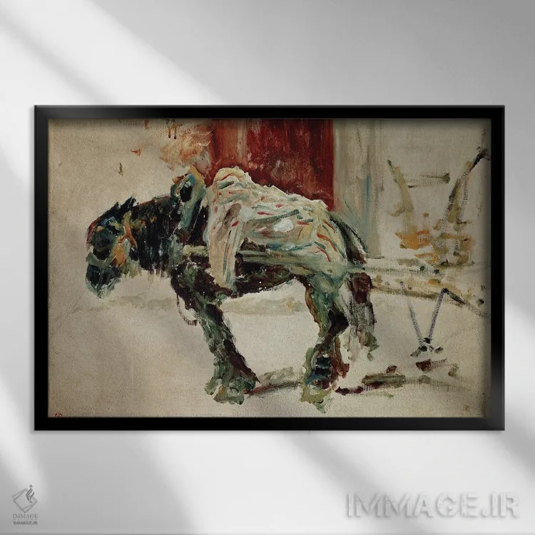 تابلو 1881,اسب بارکش به سوی سلِیرَن، ۱۸۸۱ اثر آنری دو تولوز-لوترک - نمای قابدار مشکی