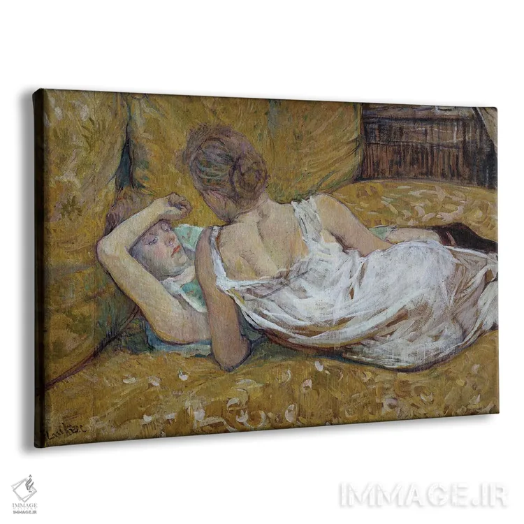 تابلو 1895,دو دوست: دختران جوان درازکشیده روی تخت، ۱۸۹۵ اثر آنری دو تولوز-لوترک - نمای پرسپکتیو محصول
