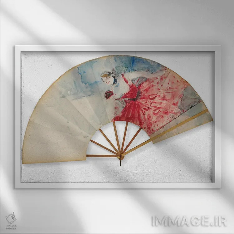 تابلو C.1892,بادبزن، حدود ۱۸۹۲ اثر آنری دو تولوز-لوترک - نمای قابدار سفید