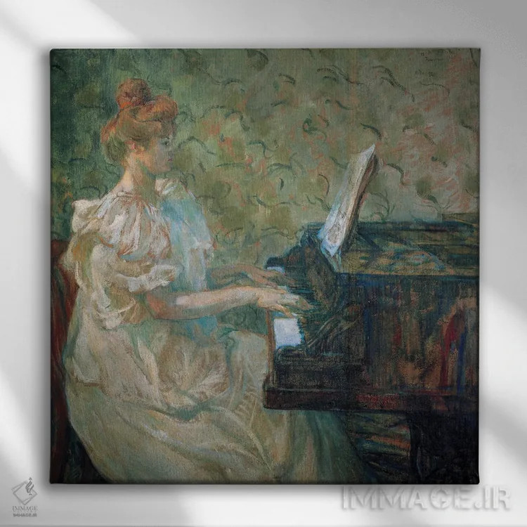 تابلو میزیا کنار پیانو اثر آنری دو تولوز-لوترک - نمای روبهرو روی دیوار