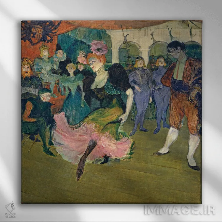 تابلو 1895,مارسل لندر در حال رقص بولرو در "شیلپریک"، ۱۸۹۵ اثر آنری دو تولوز-لوترک - نمای روبهرو روی دیوار