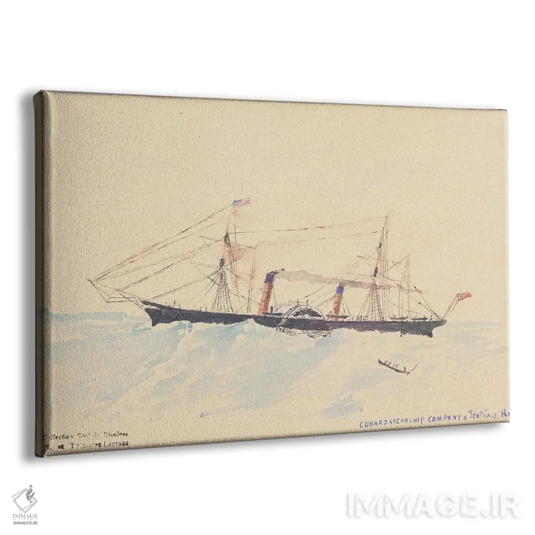 تابلو A Cunard Steamship, C.1879-80,اسکوشیا، یک کشتی بخار کونارد، حدود ۱۸۷۹–۸۰ اثر آنری دو تولوز-لوترک - نمای پرسپکتیو محصول