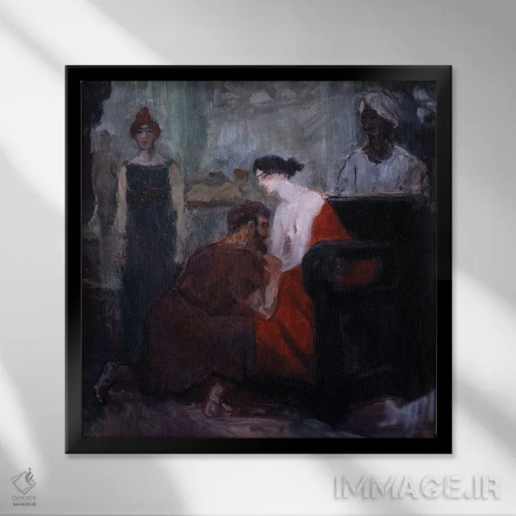 تابلو Great Debauchee Of Ancient Rome, 1900,تصویری از والریا مسالینا، زن مشهور عیاش در روم باستان، ۱۹۰۰ اثر آنری دو تولوز-لوترک - نمای قابدار مشکی