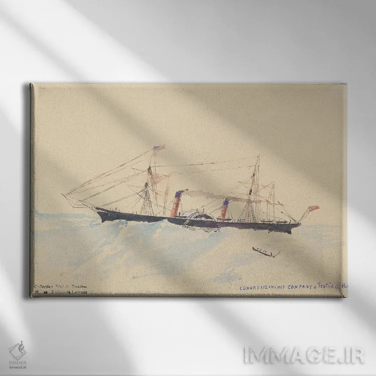 تابلو A Cunard Steamship, C.1879-80,اسکوشیا، یک کشتی بخار کونارد، حدود ۱۸۷۹–۸۰ اثر آنری دو تولوز-لوترک - نمای روبهرو روی دیوار