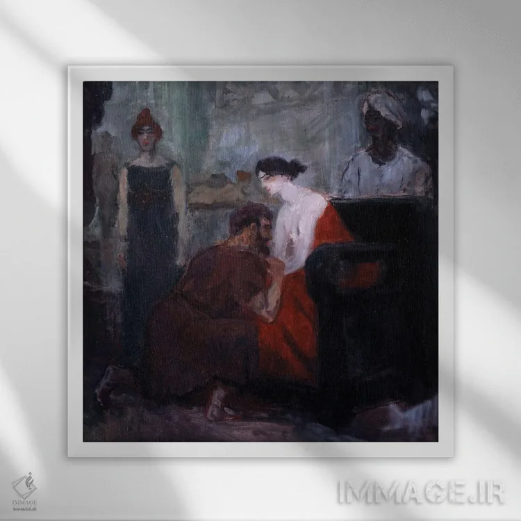 تابلو Great Debauchee Of Ancient Rome, 1900,تصویری از والریا مسالینا، زن مشهور عیاش در روم باستان، ۱۹۰۰ اثر آنری دو تولوز-لوترک - نمای قابدار سفید