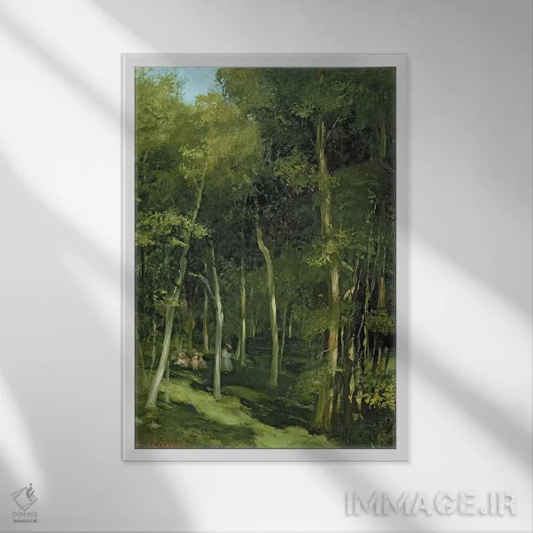 تابلو c.1862,زیر درختان در پورت-برتو: رقص کودکان، حدود ۱۸۶۲ اثر گوستاو کوربه - نمای قابدار سفید