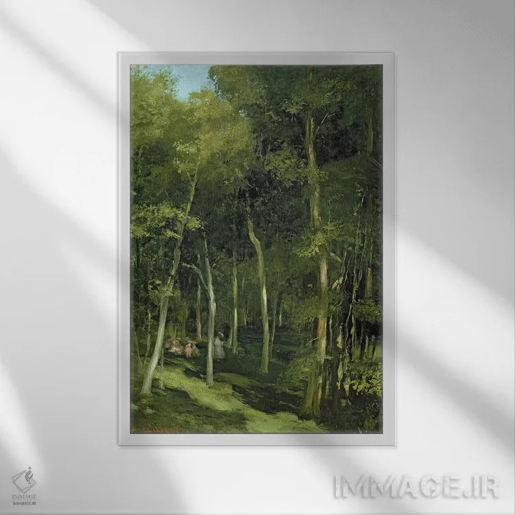 تابلو c.1862,زیر درختان در پورت-برتو: رقص کودکان، حدود ۱۸۶۲ اثر گوستاو کوربه - نمای قابدار سفید