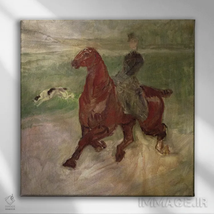 تابلو 1882,آمازون (زن جنگجو)، ۱۸۸۲ اثر آنری دو تولوز-لوترک - نمای روبهرو روی دیوار