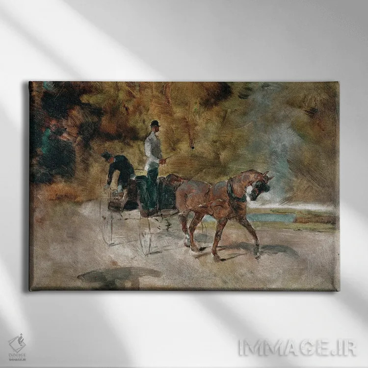 تابلو 1880,درشکه، ۱۸۸۰ اثر آنری دو تولوز-لوترک - نمای روبهرو روی دیوار