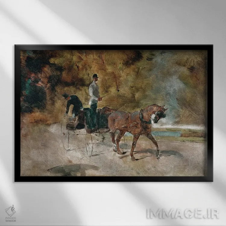 تابلو 1880,درشکه، ۱۸۸۰ اثر آنری دو تولوز-لوترک - نمای قابدار مشکی