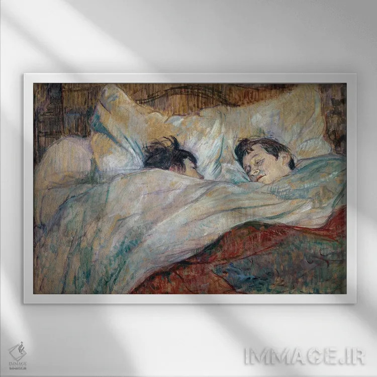 تابلو 1892,تختخواب؛ دو کودک خوابیده، ۱۸۹۲ اثر آنری دو تولوز-لوترک - نمای قابدار سفید