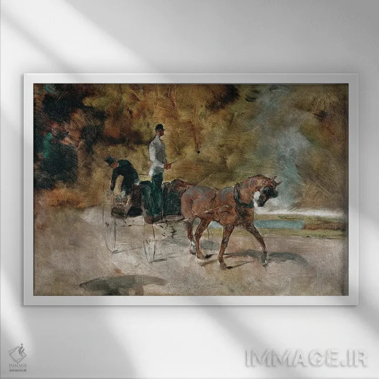 تابلو 1880,درشکه، ۱۸۸۰ اثر آنری دو تولوز-لوترک - نمای قابدار سفید