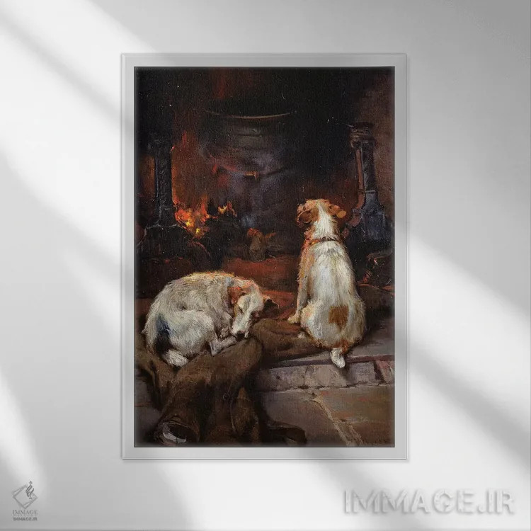 تابلو 1894,کنار شومینه، ۱۸۹۴ اثر فیلیپ یوستیس استرتون - نمای قابدار سفید