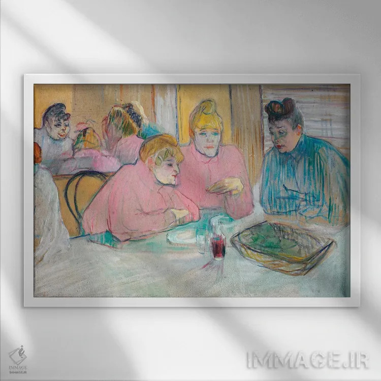 تابلو 1893-94,این بانوان در سالن غذاخوری، ۱۸۹۳–۹۴ اثر آنری دو تولوز-لوترک - نمای قابدار سفید