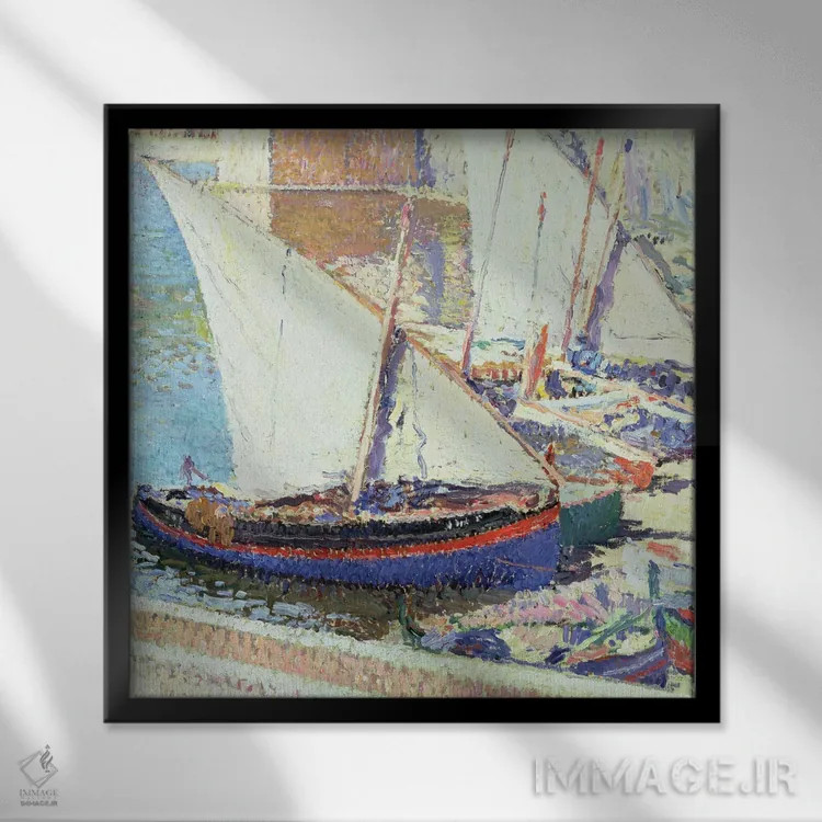 تابلو قایقهای ماهیگیری اثر آنری مارتن - نمای قابدار مشکی