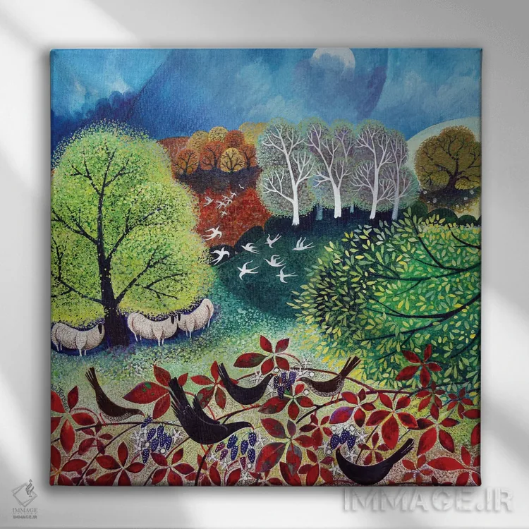 تابلو حالوهوای پاییزی، ۲۰۱۹ اثر لیزا گرا یِنسن - نمای روبهرو روی دیوار