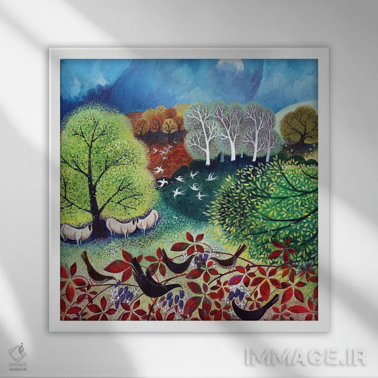 تابلو حالوهوای پاییزی، ۲۰۱۹ اثر لیزا گرا یِنسن - نمای قابدار سفید