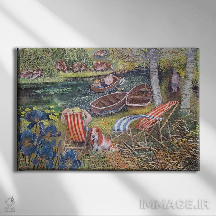 تابلو رودخانه بادخیز، ۱۹۹۵ اثر لیزا گرا یِنسن - نمای روبهرو روی دیوار